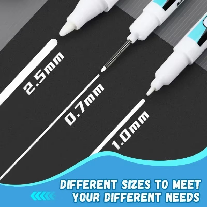 Stationery - 0.7/1.0/2.5MM Beyaz Kalıcı İşaretleyici Kalemler Ahşap