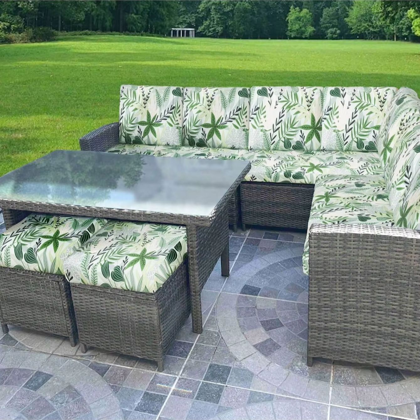 Office Furniture - Dış Mekan Tropikal Desenli Kanepe Minder