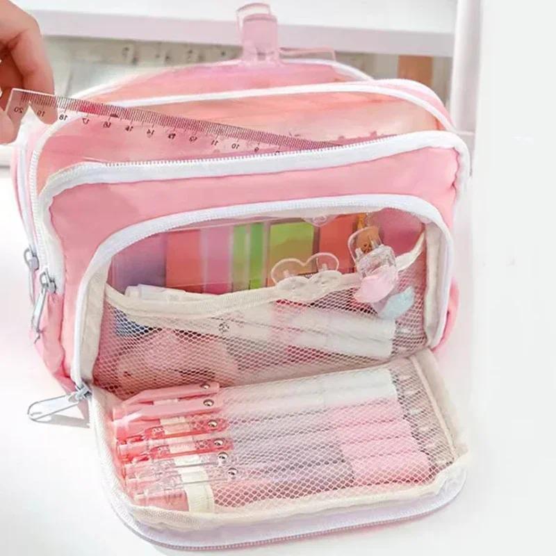 Aesthetic Large Pencil Case Pouch - Taşınabilir Büyük Kapasiteli Estetik Kalem Çantası