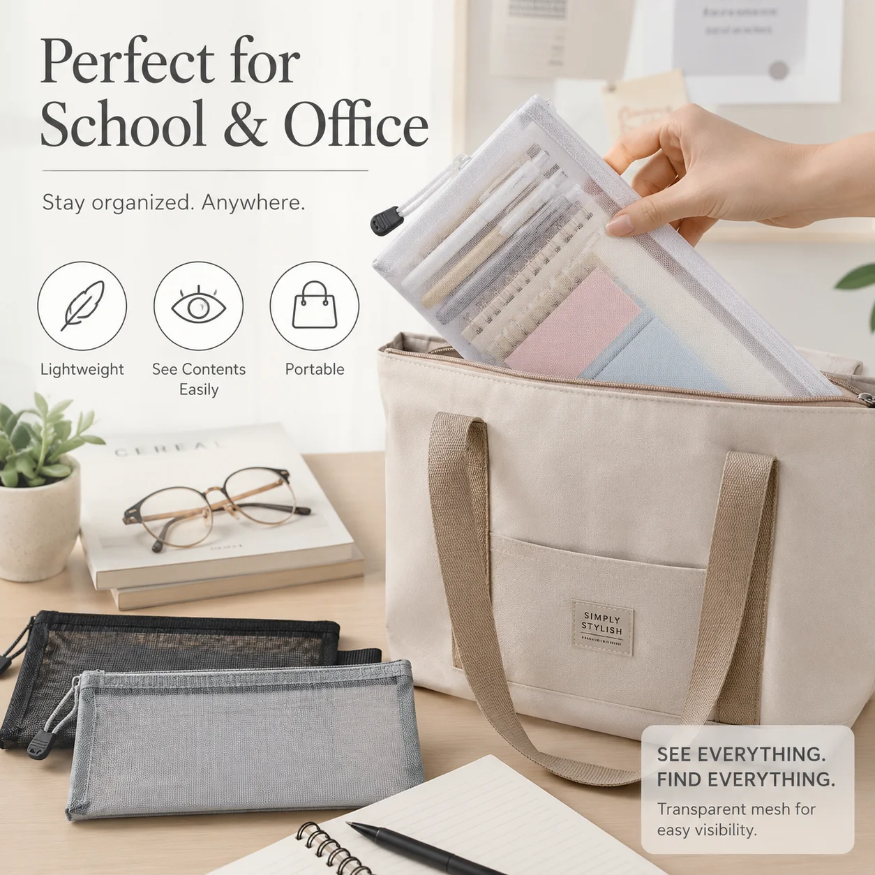 Şeffaf Örgü Kalem Kutusu Şeffa - Clear Mesh Pencil Pouch For Exam incelemesi ve fiyatı