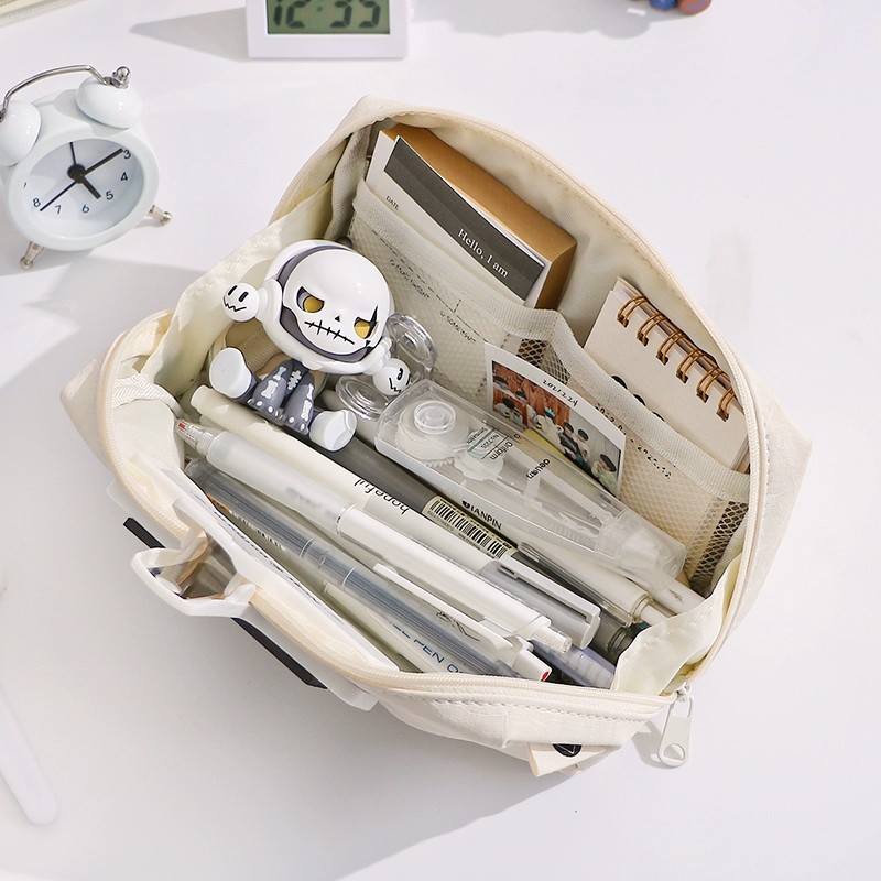 Kawaii Krem Deri Kalem Kutusu  - Aesthetic Large Pencil Case Pouch incelemesi ve fiyatı
