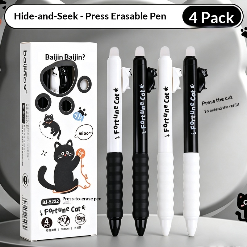 4 adet Sevimli Kedi Desenli Si - Retractable Eraser Pen Click incelemesi ve fiyatı