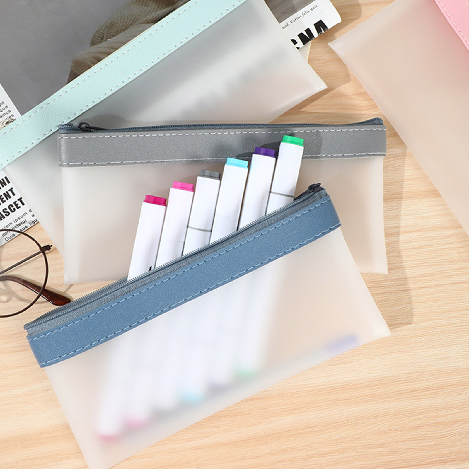 Şeffaf buzlu kalem kutusu kılı - Aesthetic Large Pencil Case Pouch incelemesi ve fiyatı