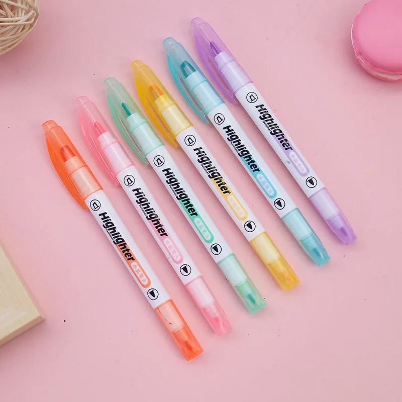 6 Renk/Set Benzersiz Pencere U - Pastel Highlighter Set Double Ended incelemesi ve fiyatı